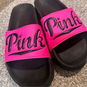 PINK Victoria's Secret Black and Hot Pink Sandals